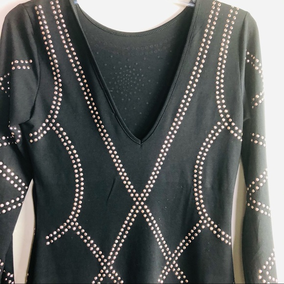 💲SOLD 💲SOLD PRIVY Black dress studded details stretch Sz M - Picture 4 of 12